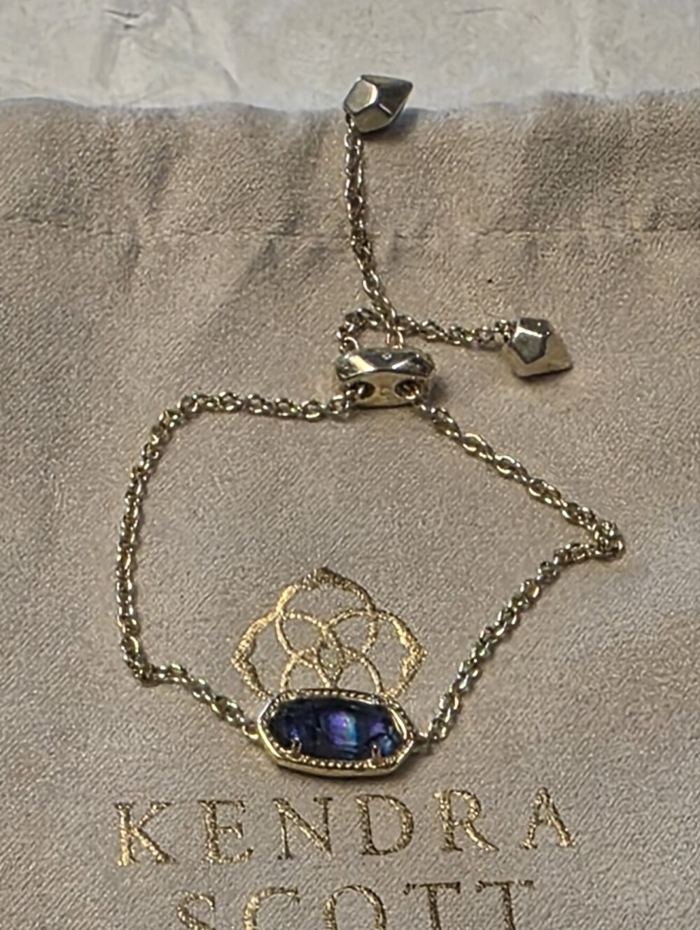 Kendra Scott Elaina Gold Iridescent Blue-Purple Adjustable Bracelet